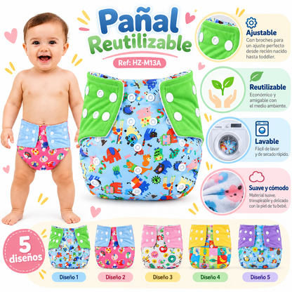 🌈 Pañal Ecológico Reutilizable para Bebé | Ajustable y Lavable 🍼💕