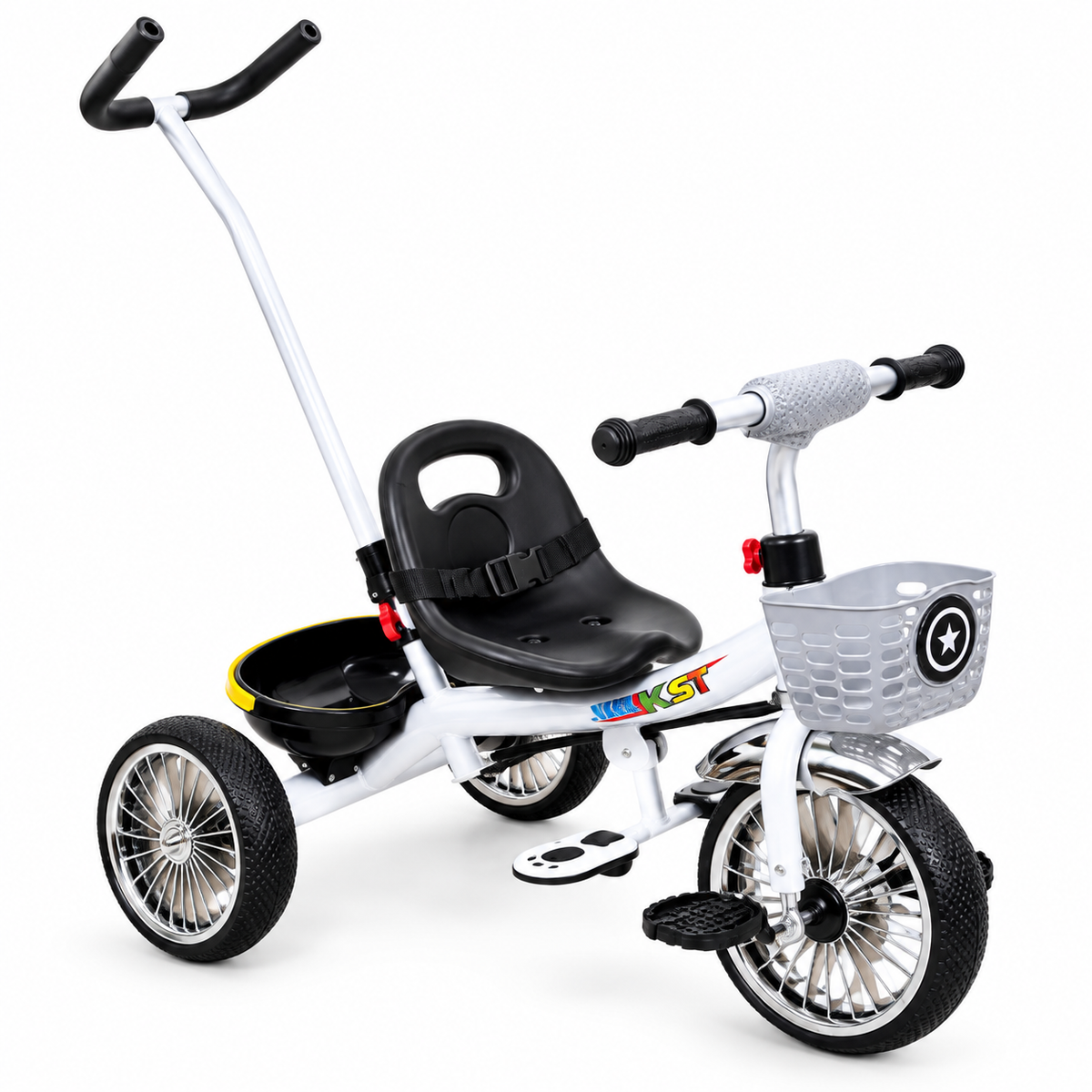 Triciclo paseador infantil con guía y canasta H-026-1