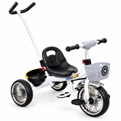 Triciclo paseador infantil con guía y canasta H-026-1