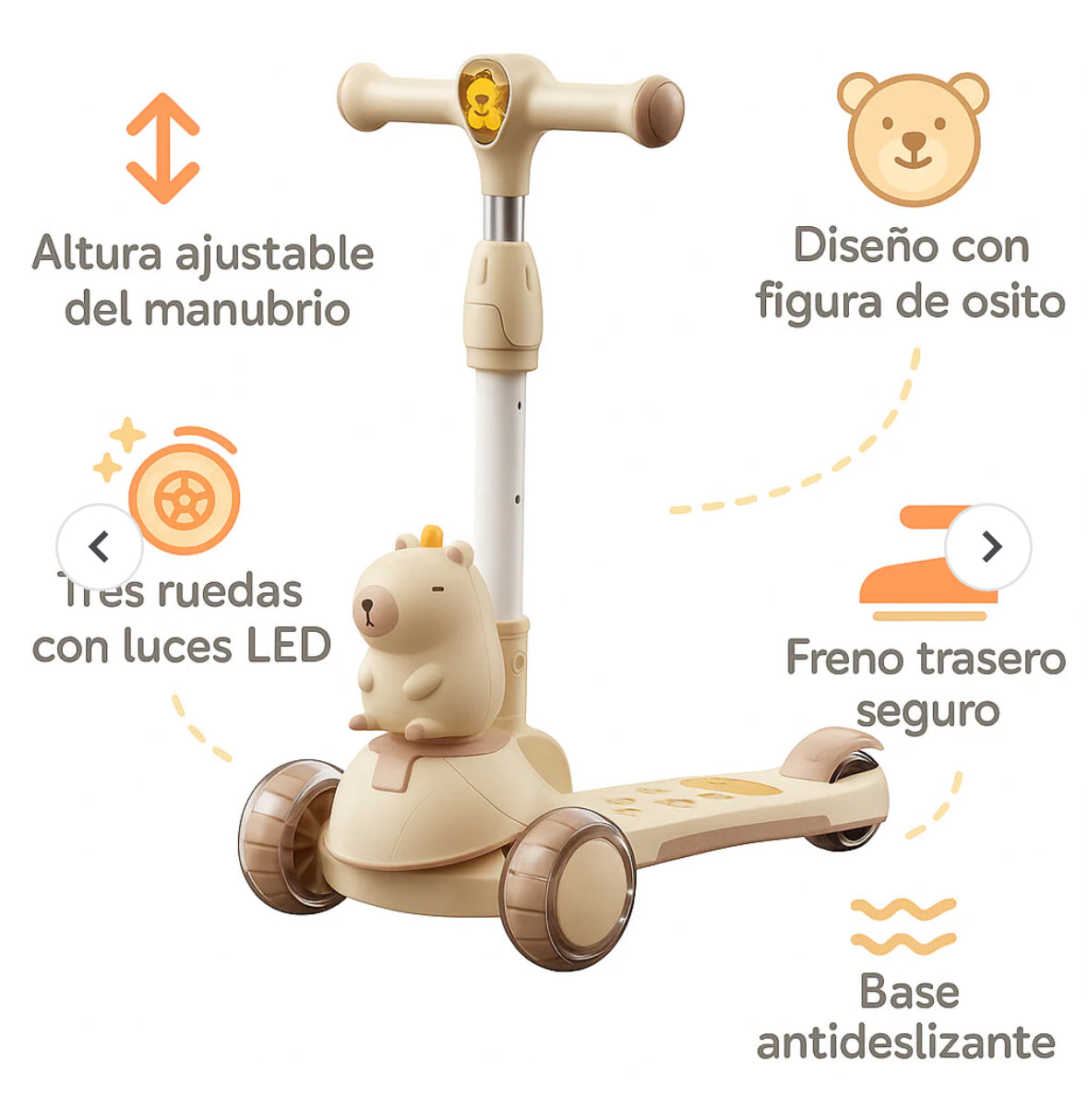 Monopatin Scooter Capibara Con Musica y Luces