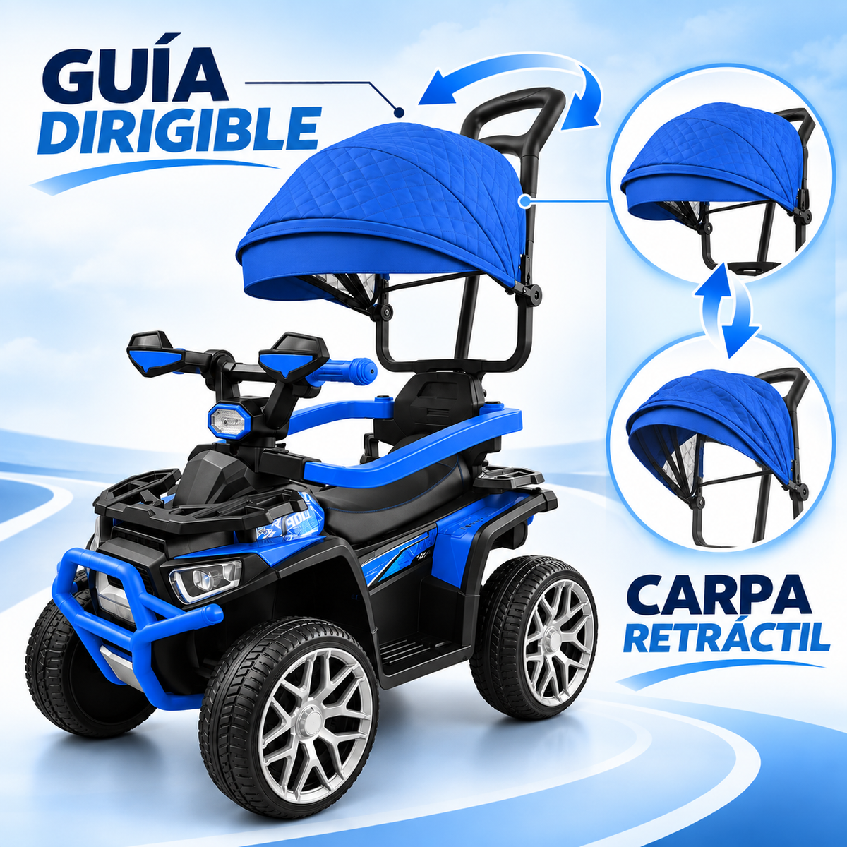 Cuatrimoto Eléctrica Infantil 6V Con Control Remoto, Llantas En Goma, 2 Motores y Asiento En Cuero