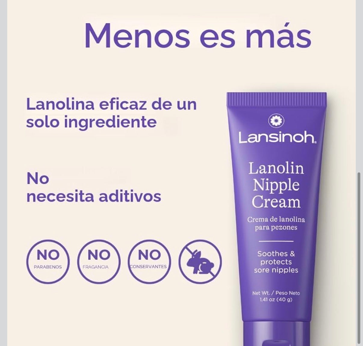 Crema De Lanolina Para Pezones Segura Para La Lactancia del Bebé x 40 Gramos Lasinoh