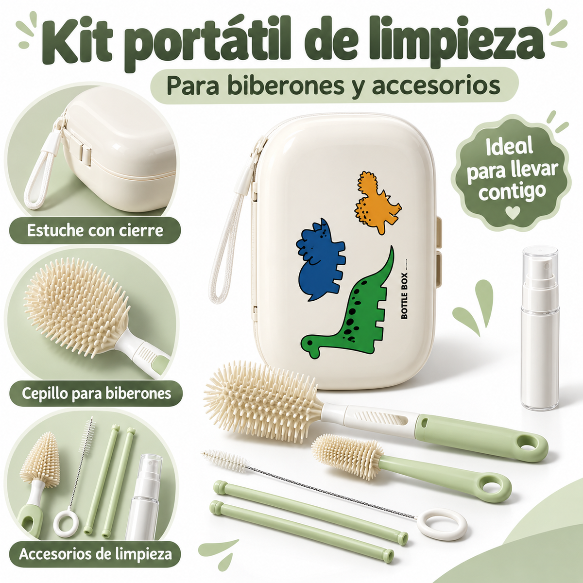 Set portátil de limpieza para teteros – 10 piezas