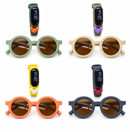 Set infantil de gafas redondas + reloj digital