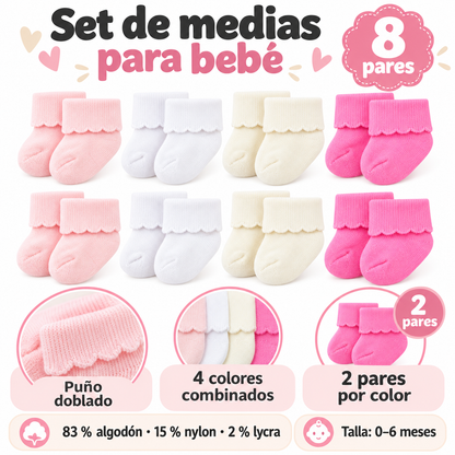 Set de 8 Pares de Medias para Bebé 💕