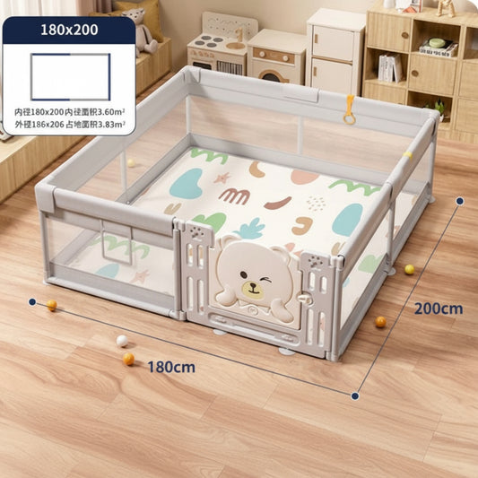 Corral De Juegos Con Puerta  Plástica Súper Gigante 180 x 200 + Tapete Plegable y 60 pelotas