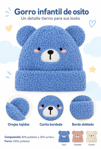 🧸 Gorro infantil de osito con orejitas