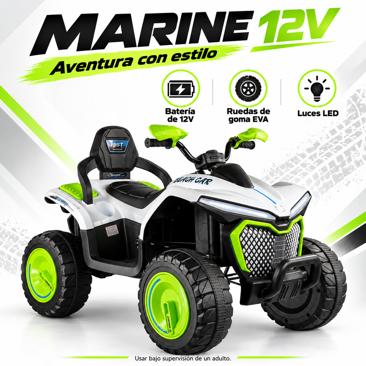 Cuatrimoto Eléctrica Prinsel Marine 12V Blanca con Ruedas EVA Con Control Remoto