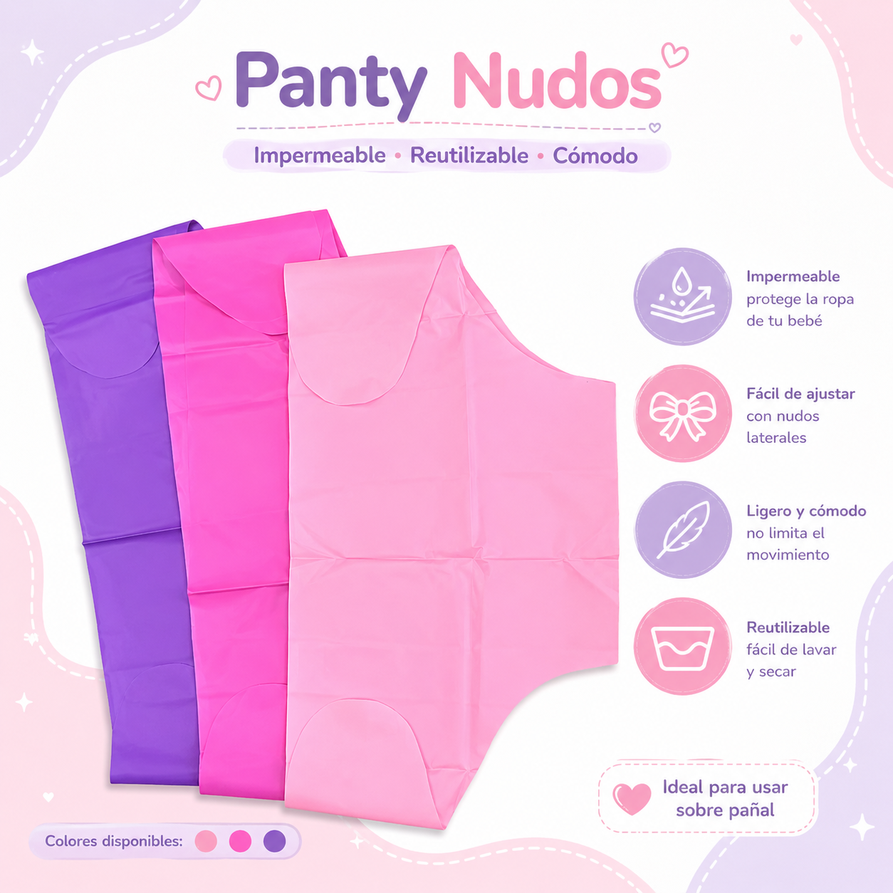 Panty Plástico con Nudos para Bebé x 3 – Impermeable y Reutilizable