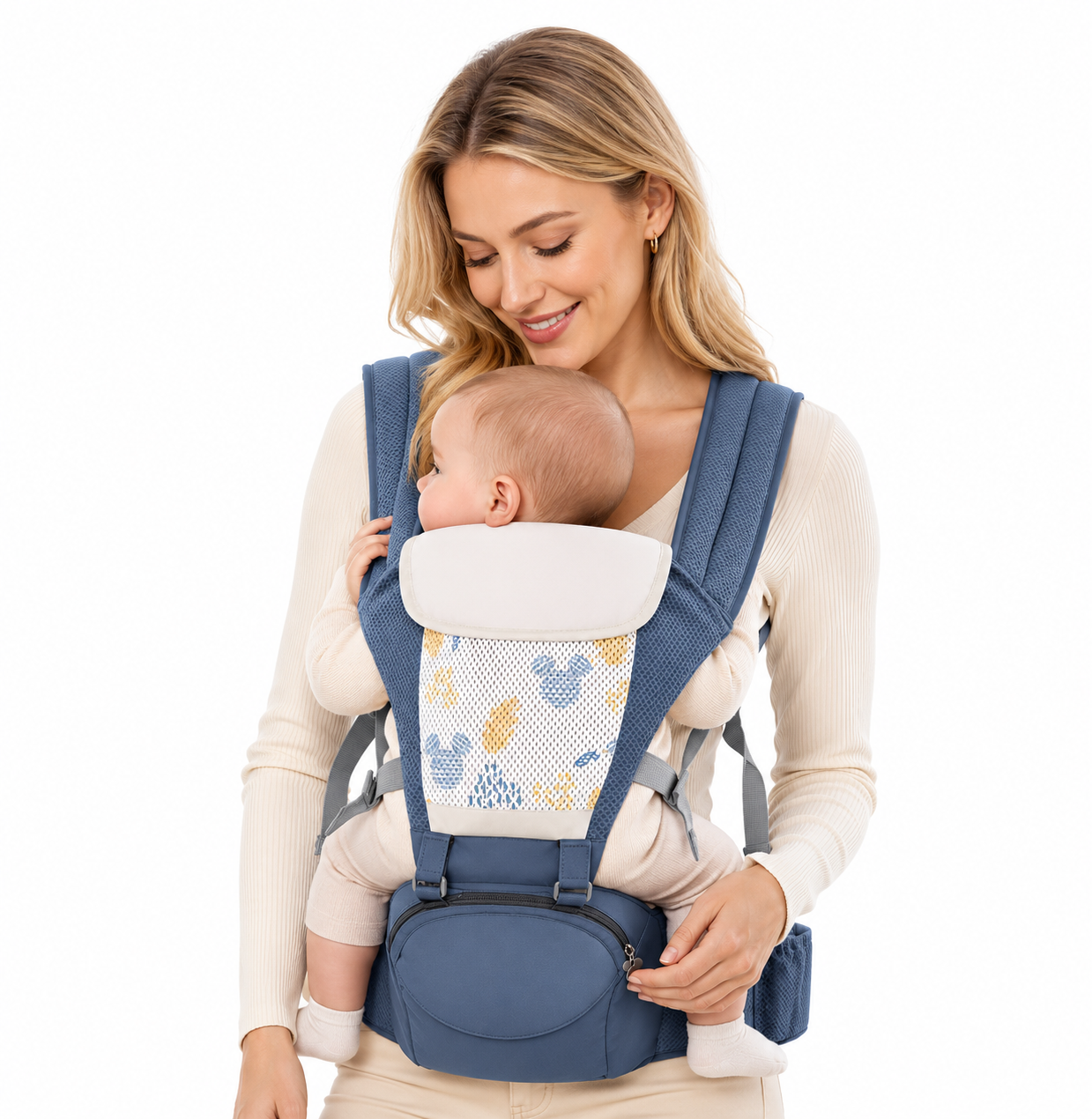Cargador Ergonómico 6 en 1 Premium con Asiento de Cadera y Almacenamiento- Disney