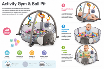 Gimnasio de Pelotas para Bebé con Actividades 3 en 1