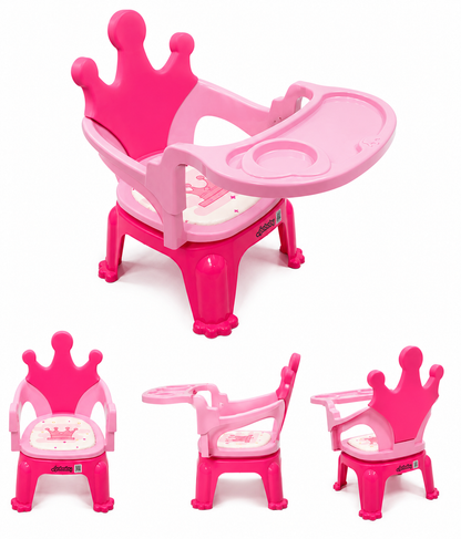 Silla Comedor Infantil con Bandeja Desmontable – Diseño Corona