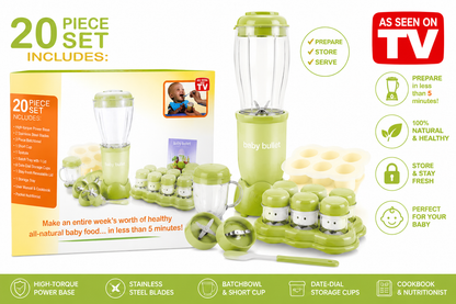 Baby Bullet Set Completo 20 Piezas Para Preparación de Comida de Bebé
