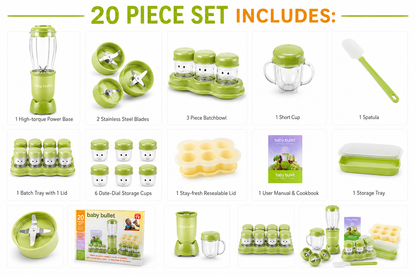 Baby Bullet Set Completo 20 Piezas Para Preparación de Comida de Bebé