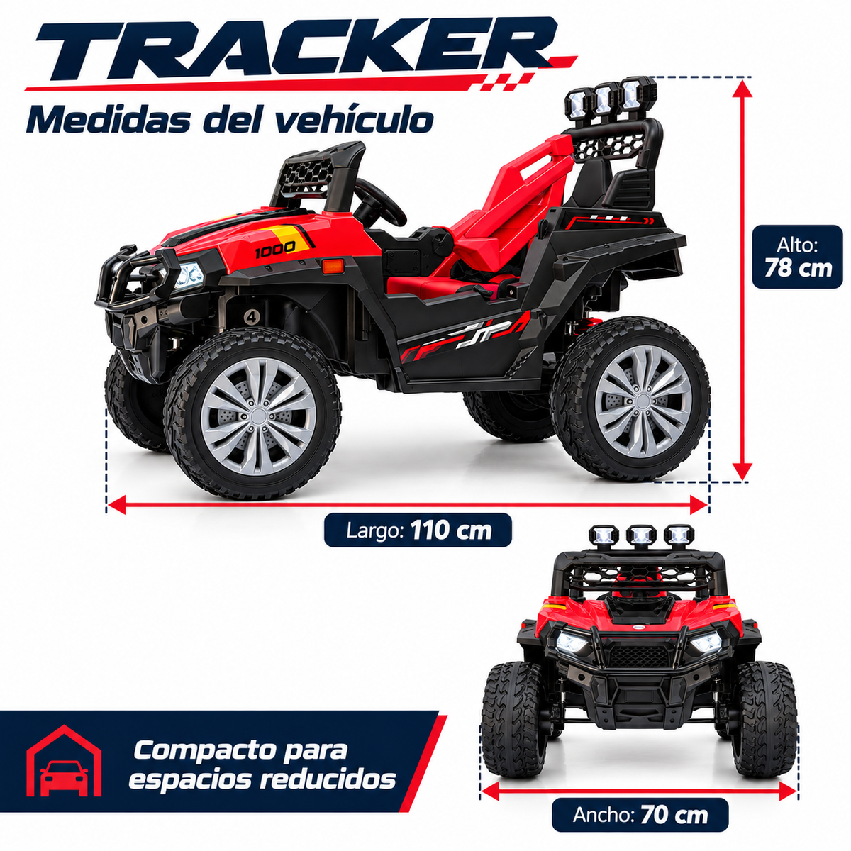 Carro Buggy Eléctrico Con Llantas En Goma Y Control Remoto 4x4 Tracker Maxibaby
