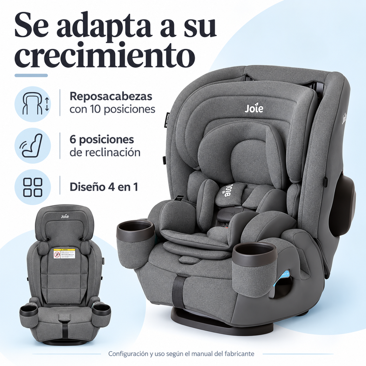 Silla de carro para bebé Joie Saffron SI 4 en 1 – Thunder Premium Dese Recién Nacido Hasta 54 Kilos