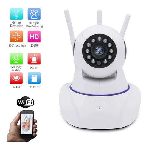 Camara Ip Wifi Vision Nocturna 2mpx 3 Antenas Lee Micro