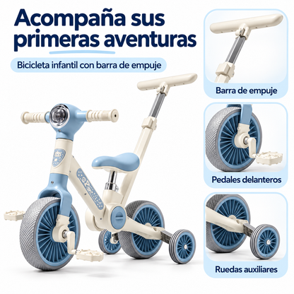Bici Triciclo De Equilibrio Con Barra De Empuje Y LLantas De Apoyo NB 1288