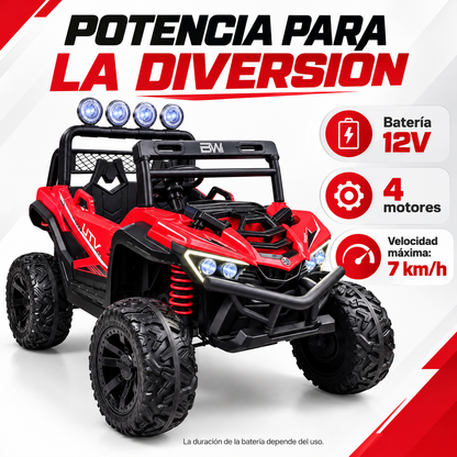 Carro eléctrico infantil Prinsel Distroyer 12V rojo con 4 motores y control Remoto De Dos Puestos