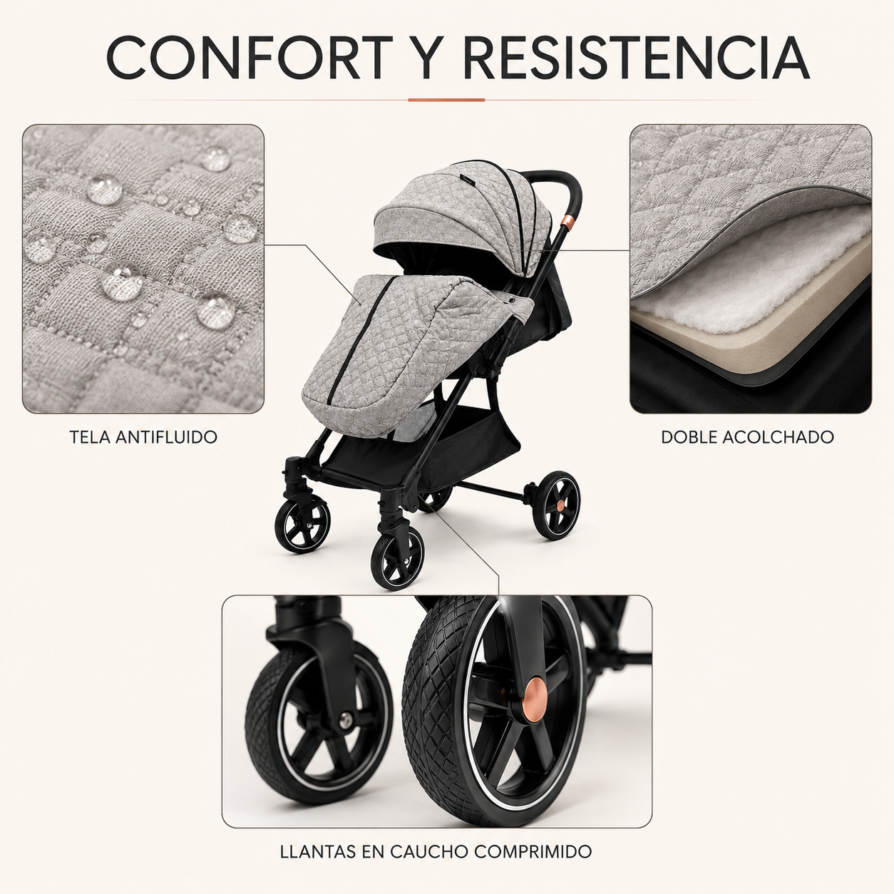 Coche Bebé Maleta y Mecedora 2 en 1 con Plegado Supercool