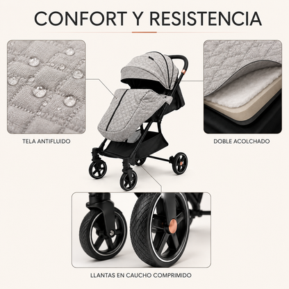 Coche Bebé Maleta y Mecedora 2 en 1 con Plegado Supercool