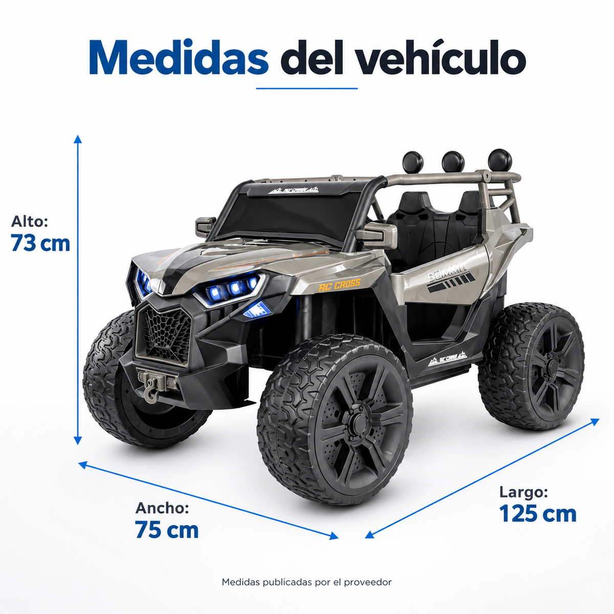 Carro Eléctrico Prinsel Summit 12V Gris con Control Remoto Con Llantas En Goma
