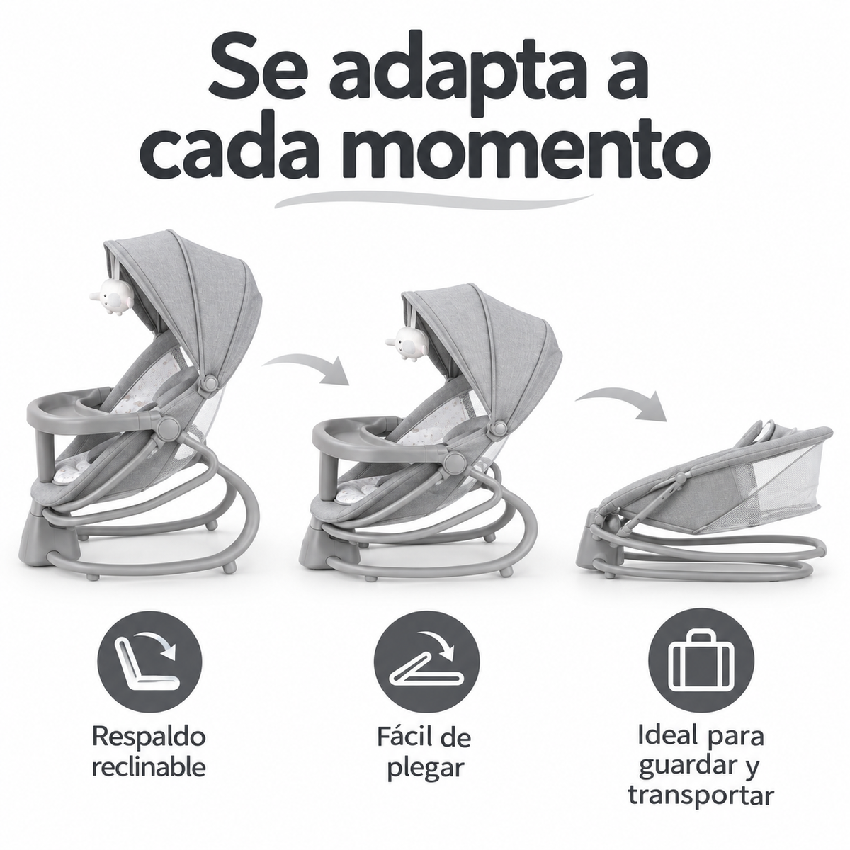Mecedora Mastela 4 en 1 con Control por App y Bandeja Comedor