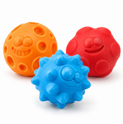 🌈 Set de 3 pelotas texturizadas de silicona