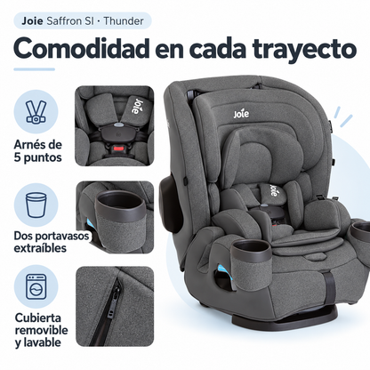 Silla de carro para bebé Joie Saffron SI 4 en 1 – Thunder Premium Dese Recién Nacido Hasta 54 Kilos