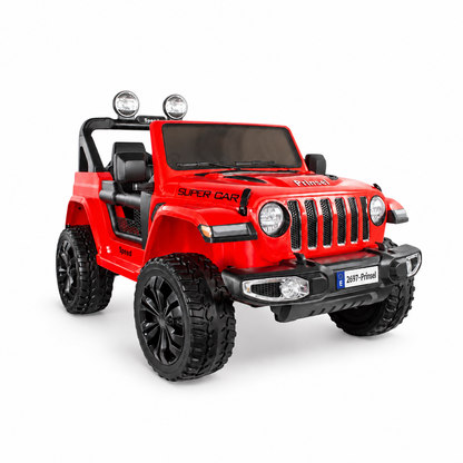 Carro Eléctrico Wrangler Marca Prinsel Rojo Con Control Remoto Con Llantas En Goma