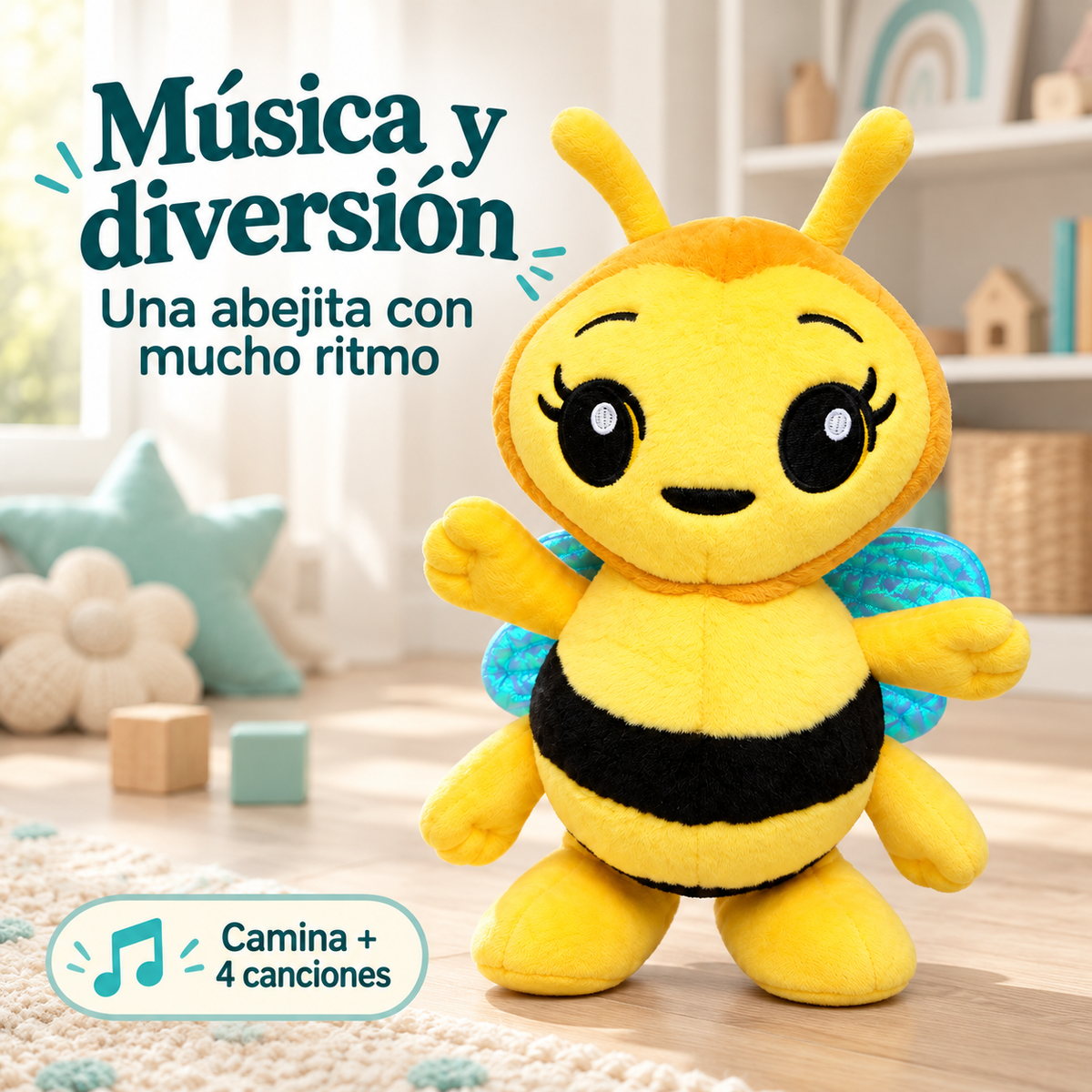 Abejita Musical De Peluche Que Camina De 37 Cm Plim Plim