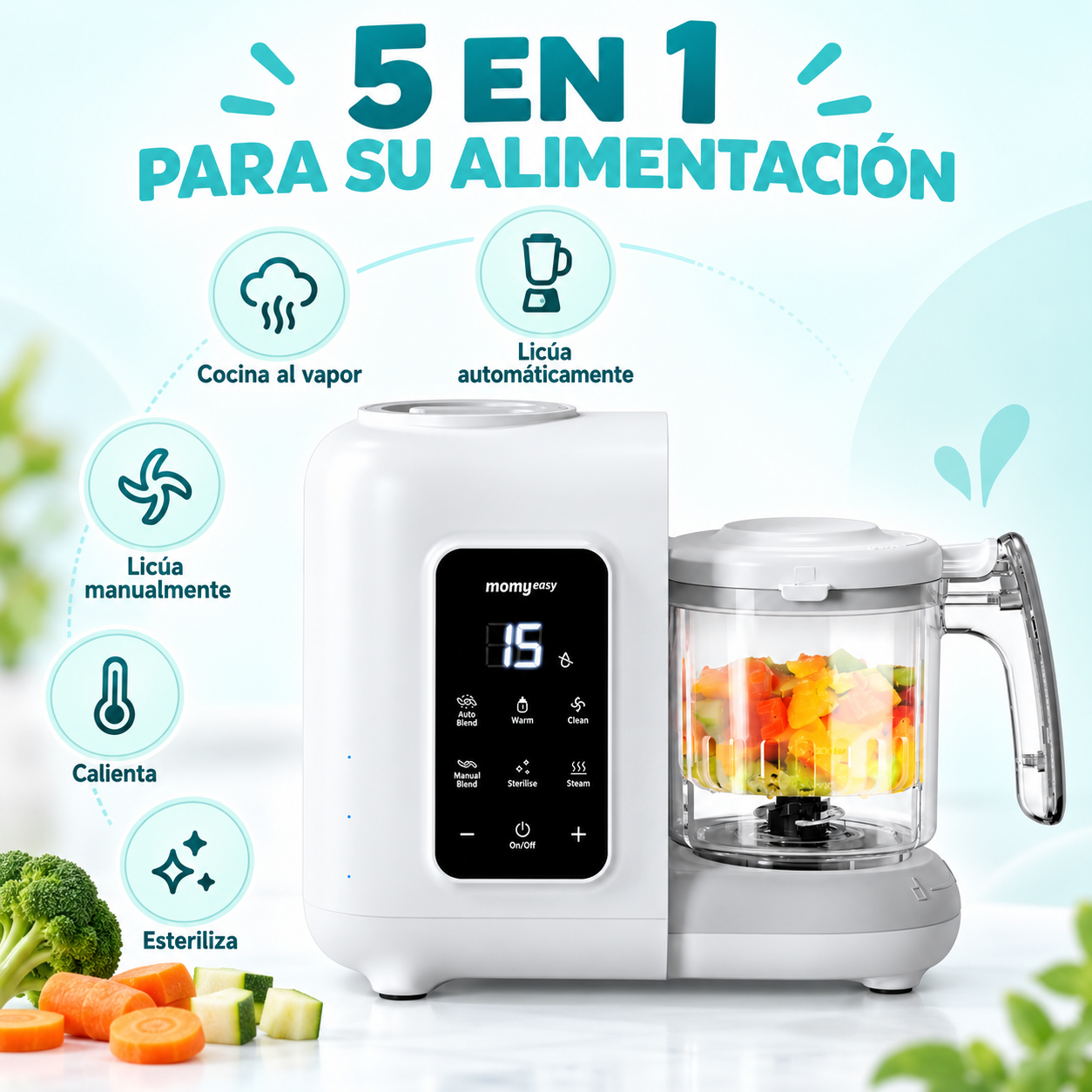 Procesador y Vaporizador de Alimentos para Bebé Momyeasy 5 en 1