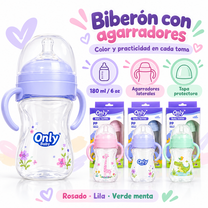 Biberón Only Baby con agarradores — 180 ml / 6 oz