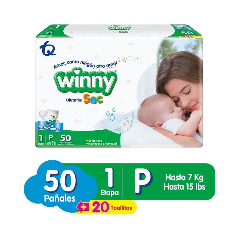 Pañal Winny Ultratrim Sec Etapa 1 x 50 unidades