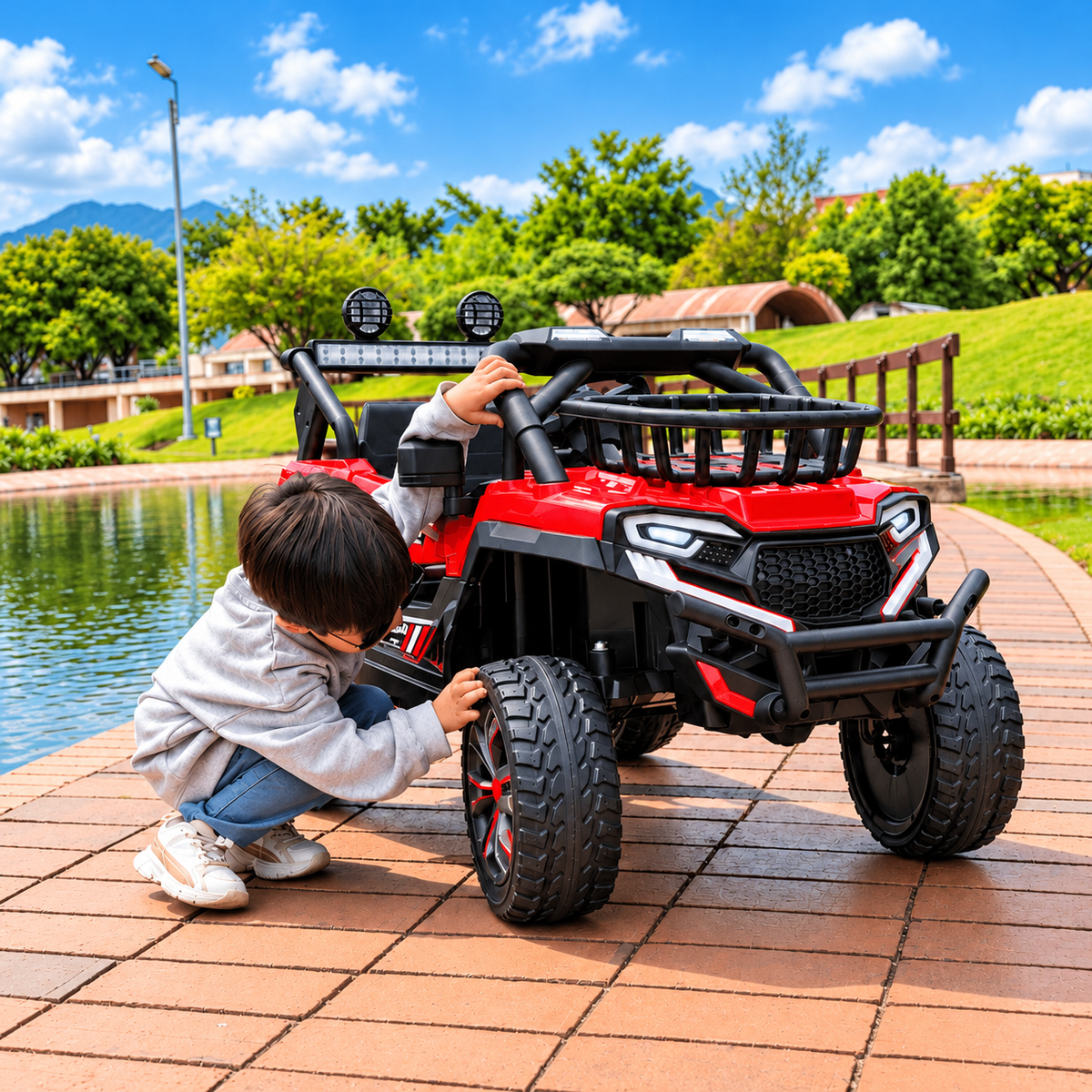 Carro Eléctrico Infantil Prinsel Super Trail 12V Rojo con Control Remoto | Con Llantas En Goma