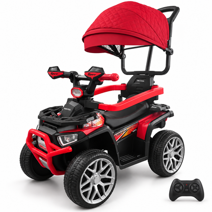 Cuatrimoto Eléctrica Infantil 6V Con Control Remoto, Llantas En Goma, 2 Motores y Asiento En Cuero