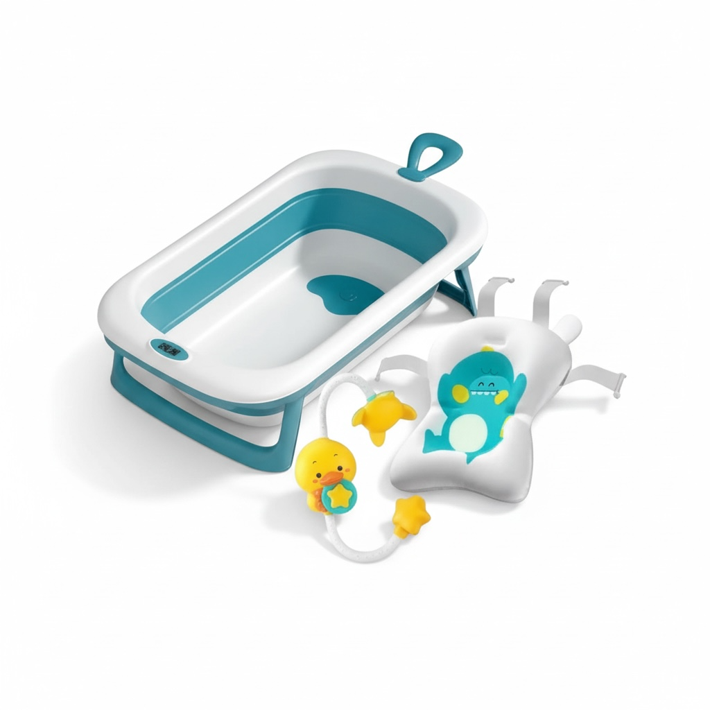 Combo Bañera Plegable, Espuma y Ducha Eléctrica