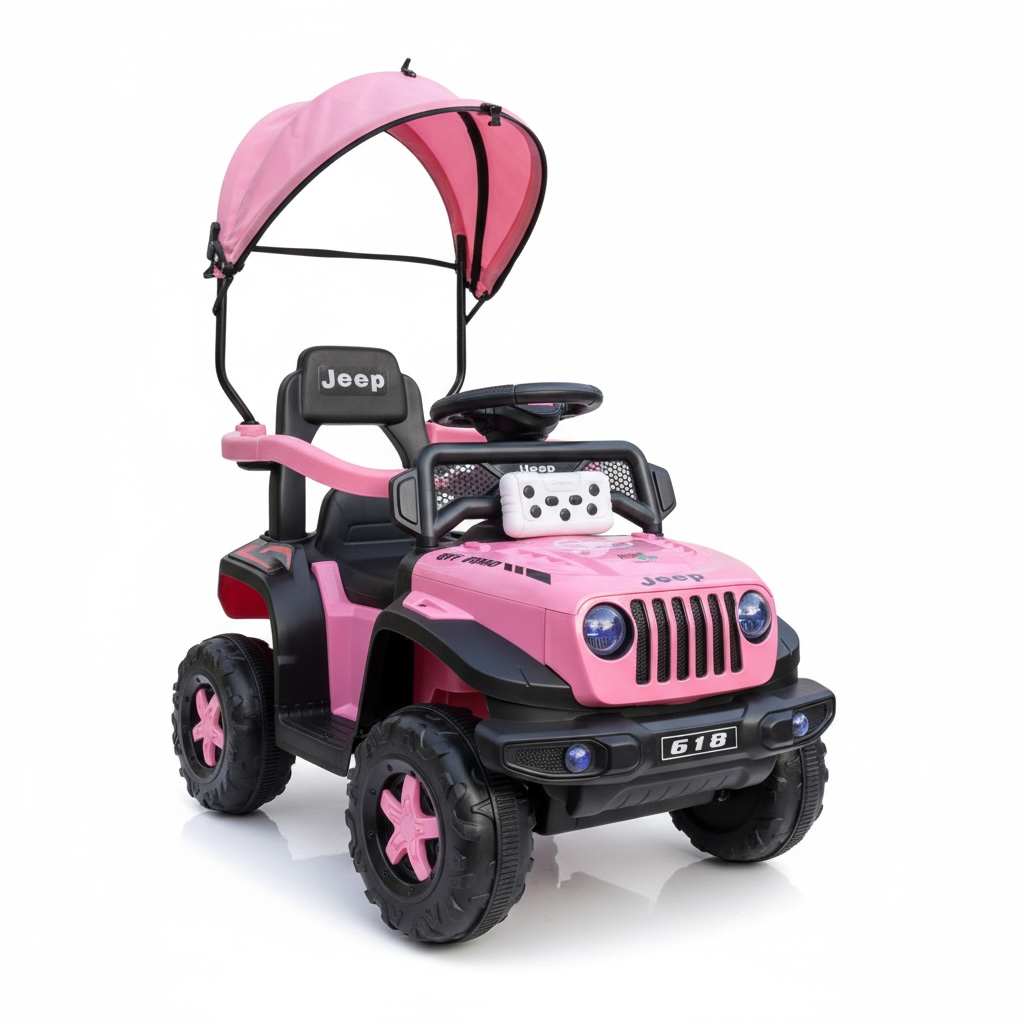 Carro Jeep Eléctrico Con Guía Dirigible, 2 Motores, Llantas En Goma, Control Remoto Recargable