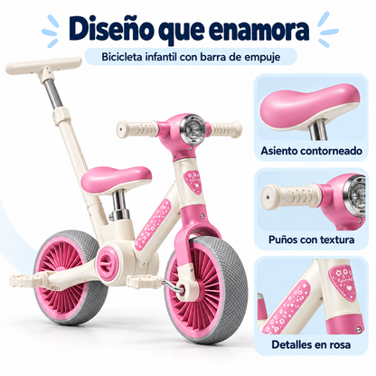 Bici Triciclo De Equilibrio Con Barra De Empuje Y LLantas De Apoyo NB 1288