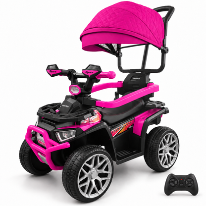 Cuatrimoto Eléctrica Infantil 6V Con Control Remoto, Llantas En Goma, 2 Motores y Asiento En Cuero
