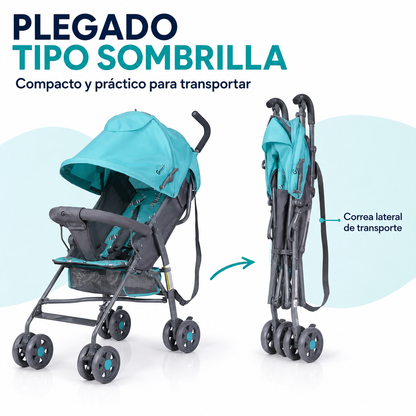 Paseador Tipo Sombrilla Reclinable con Canopy Extensible