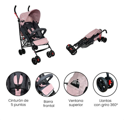 Coche Paseador Priori Viggo para Bebé | Reclinable y Plegable Tipo Sombrilla