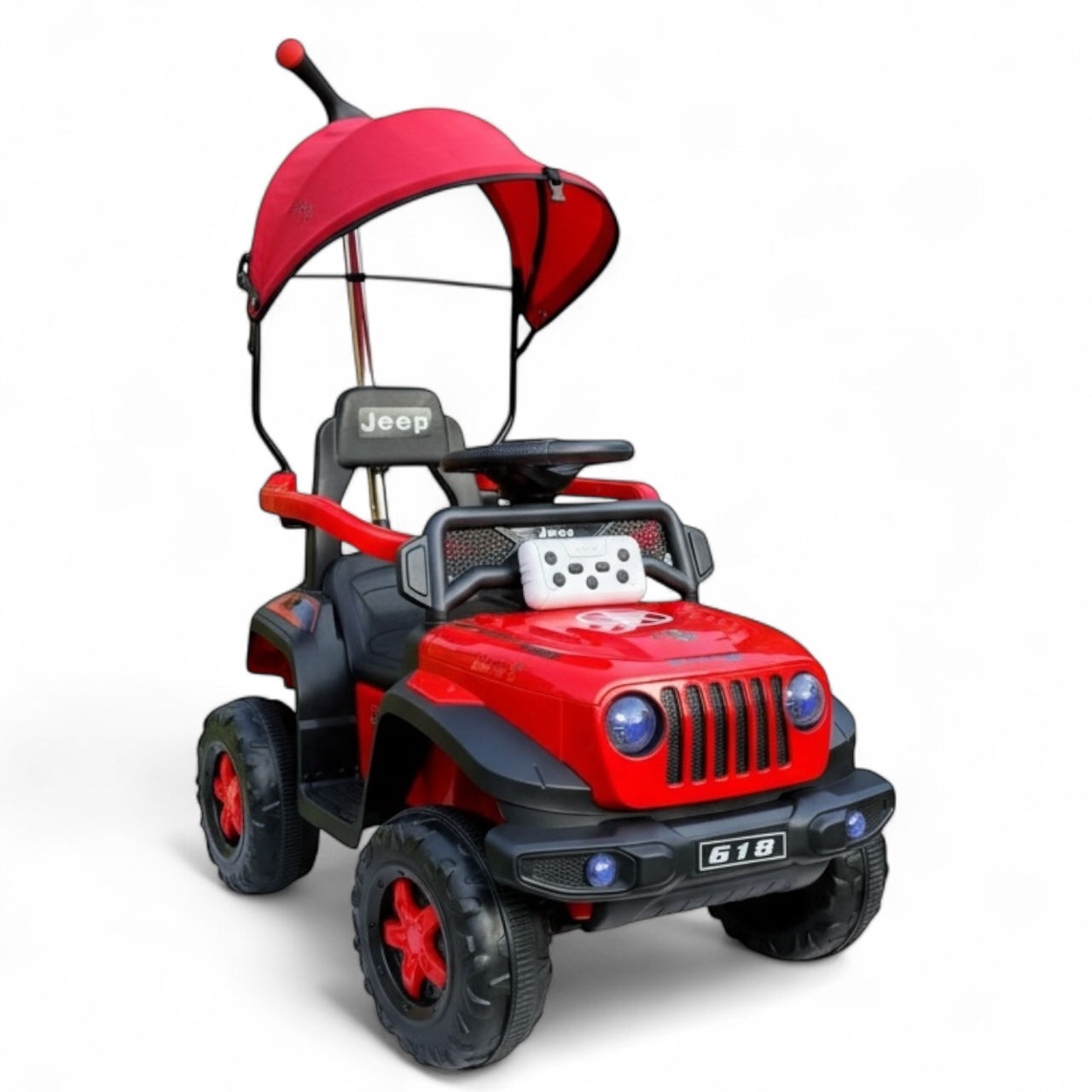 Carro Jeep Eléctrico Con Guía Dirigible, 2 Motores, Llantas En Goma, Control Remoto Recargable