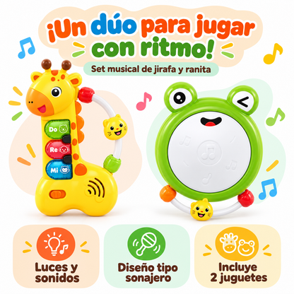 🦒🐸 Set musical de jirafa y ranita: ¡un dúo lleno de ritmo! 🎶