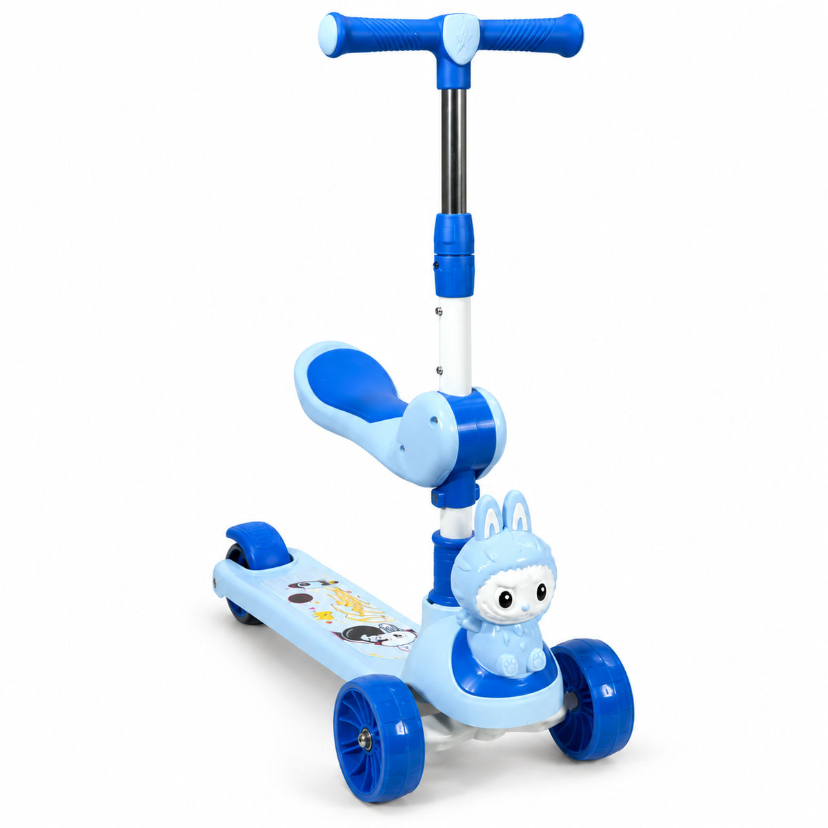 Monopatín infantil con asiento, luces y música – Diseño estilo Labubu