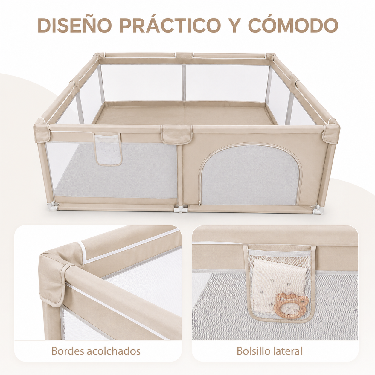 Corral de Juegos Grande 2,00 × 1,80 m con 30 Pelotas Bebesu