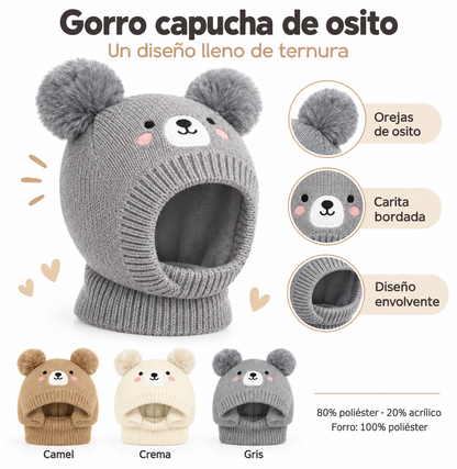 🧸 Gorro capucha infantil de osito