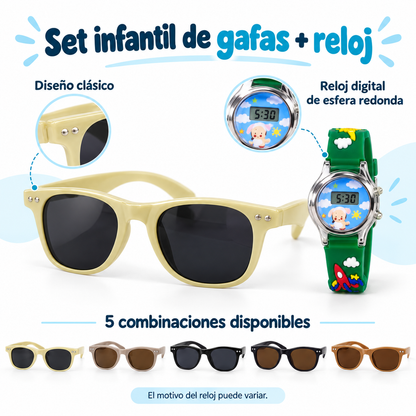 Set infantil de gafas clásicas + reloj digital