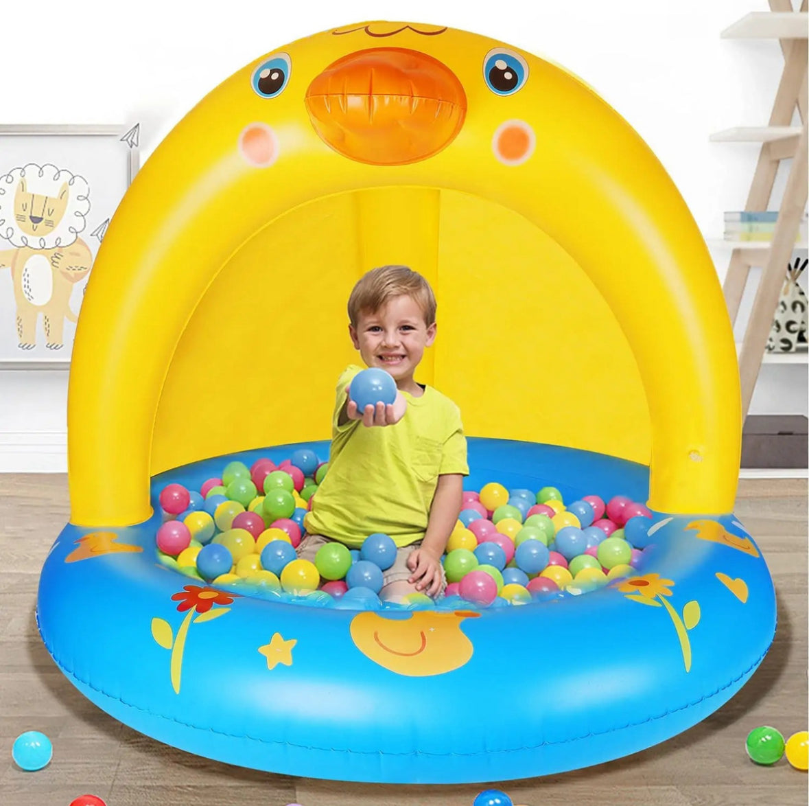 Piscina Borde Lanza Agua Protección Solar 110x100cm Niños
