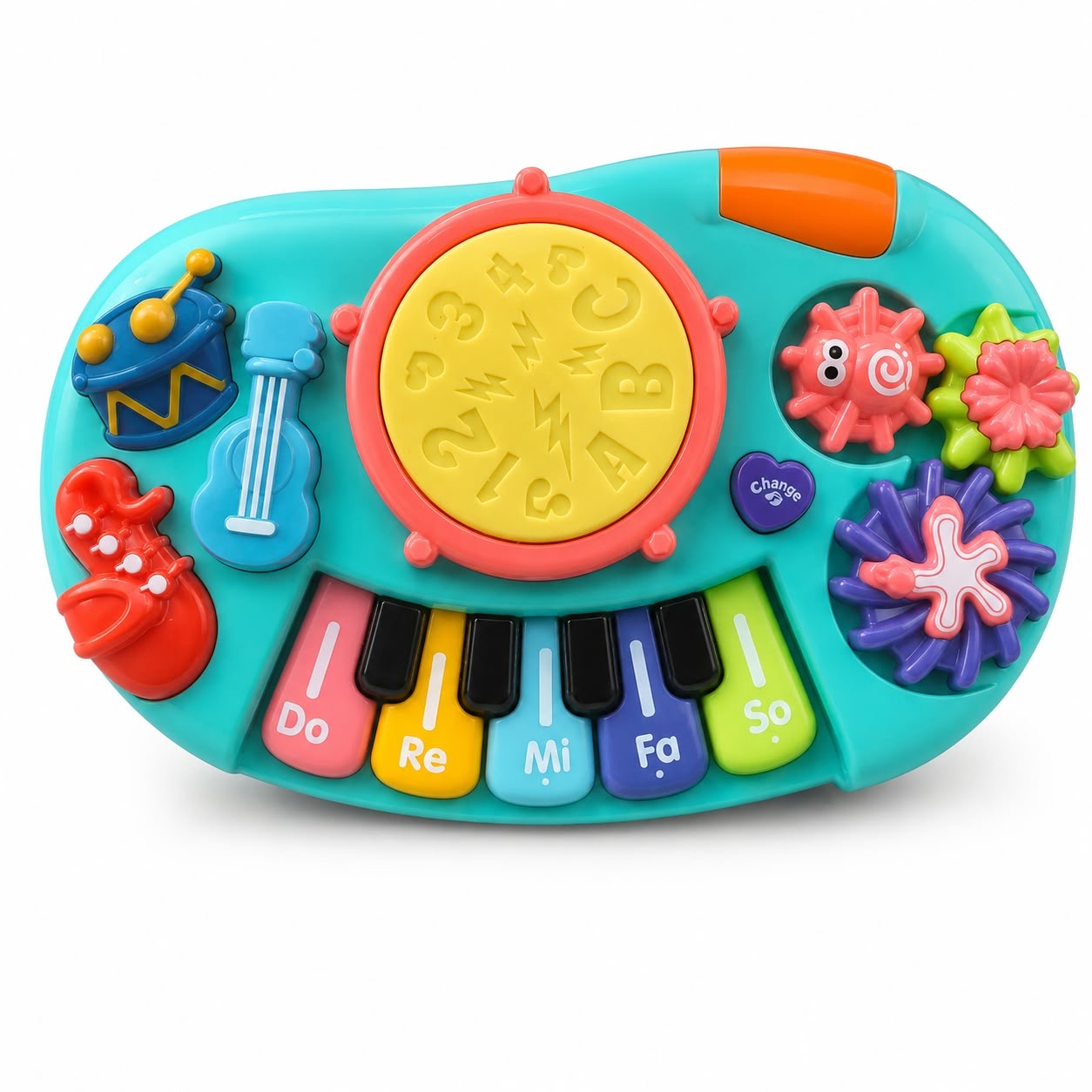 Teclado Musical Infantil CY-7073B con 5 Teclas, Sonidos, Melodías y Luces – Juguete de Actividades para Niños de 3 Años en Adelante